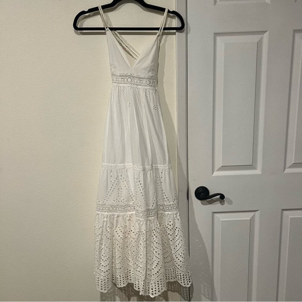 Misa Los Angeles White Eyelet Midi Dress Size XS